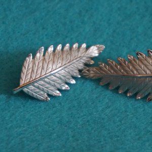 Vintage silver leaf clip-on earrings